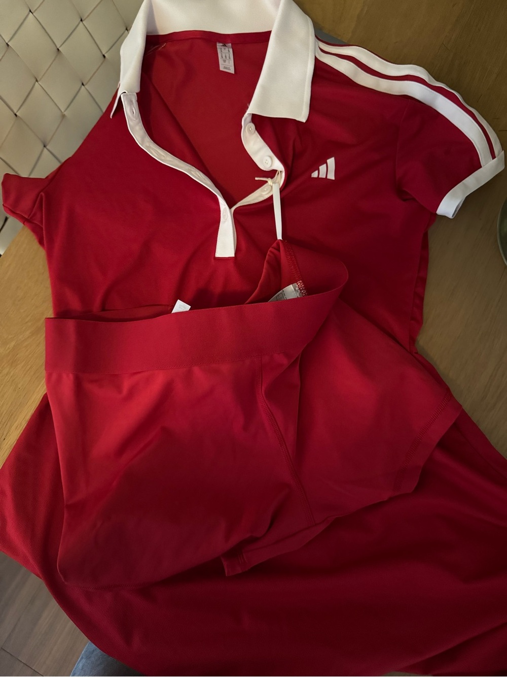 adidas Red Polo Dress with White Trim